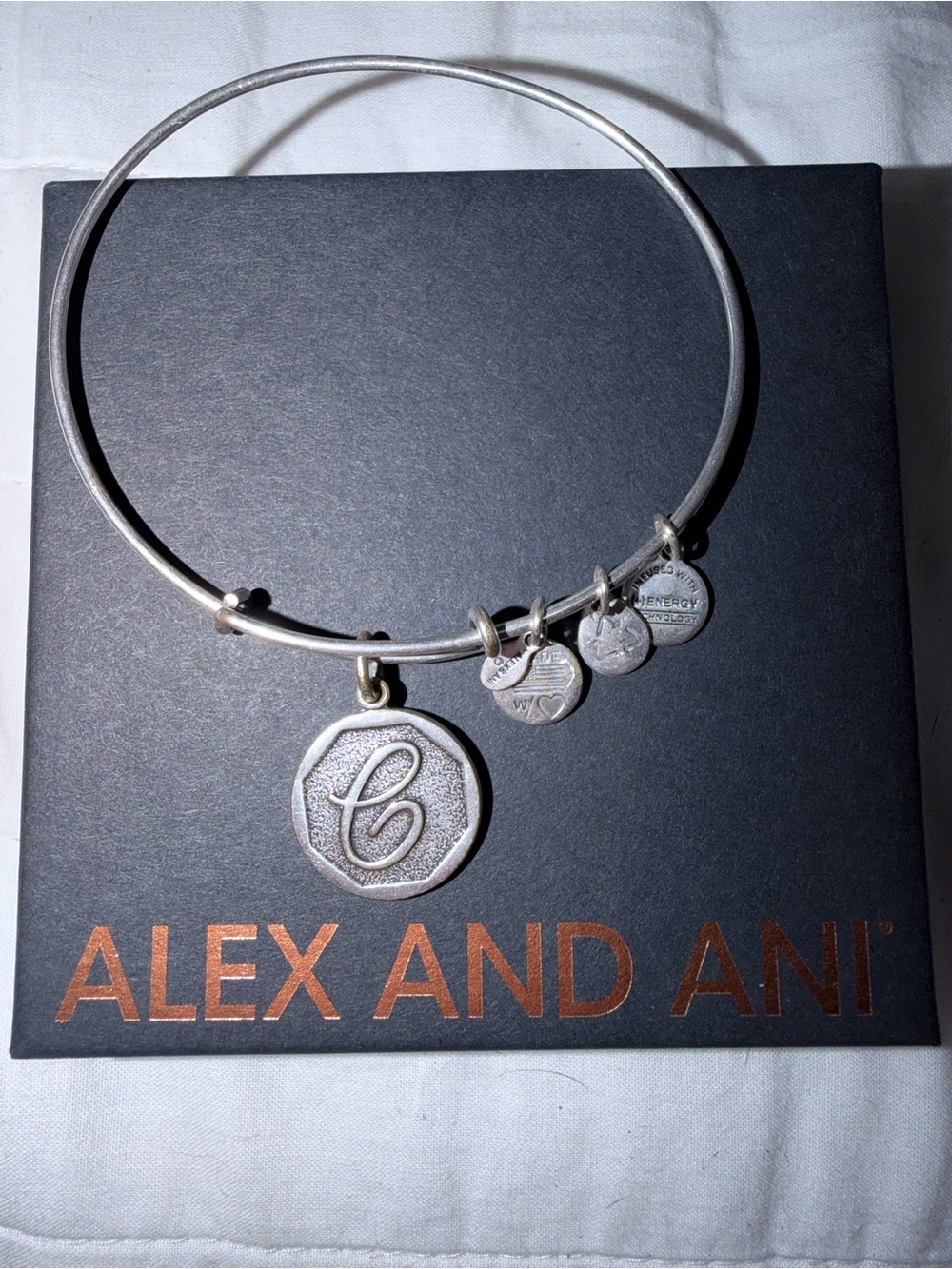 Alex and Ani Silver Initial 'C' Bangle Bracelet